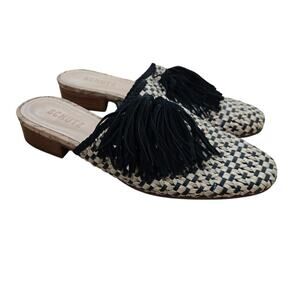 SCHUTZ Woven Tassles Mules Size 8 Leather